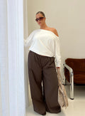 Lunea Concealed Waistband Pants Brown Curve