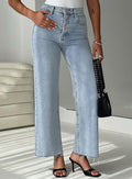 Fawcett High Rise Straight Leg Jeans Light Blue Wash Denim Tall