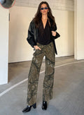 Raiders Mid Rise Straight Leg Cargo Jeans Camouflage