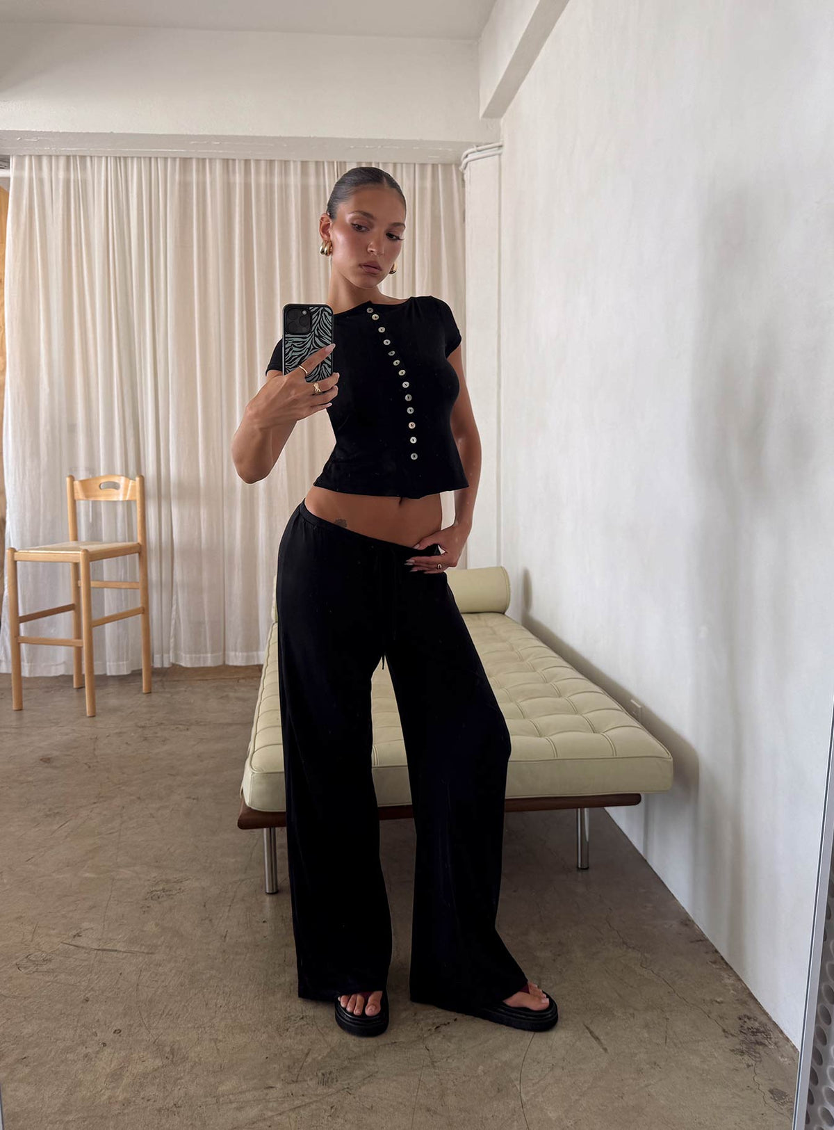 Gavrielle Jersey Wide Leg Pants Black