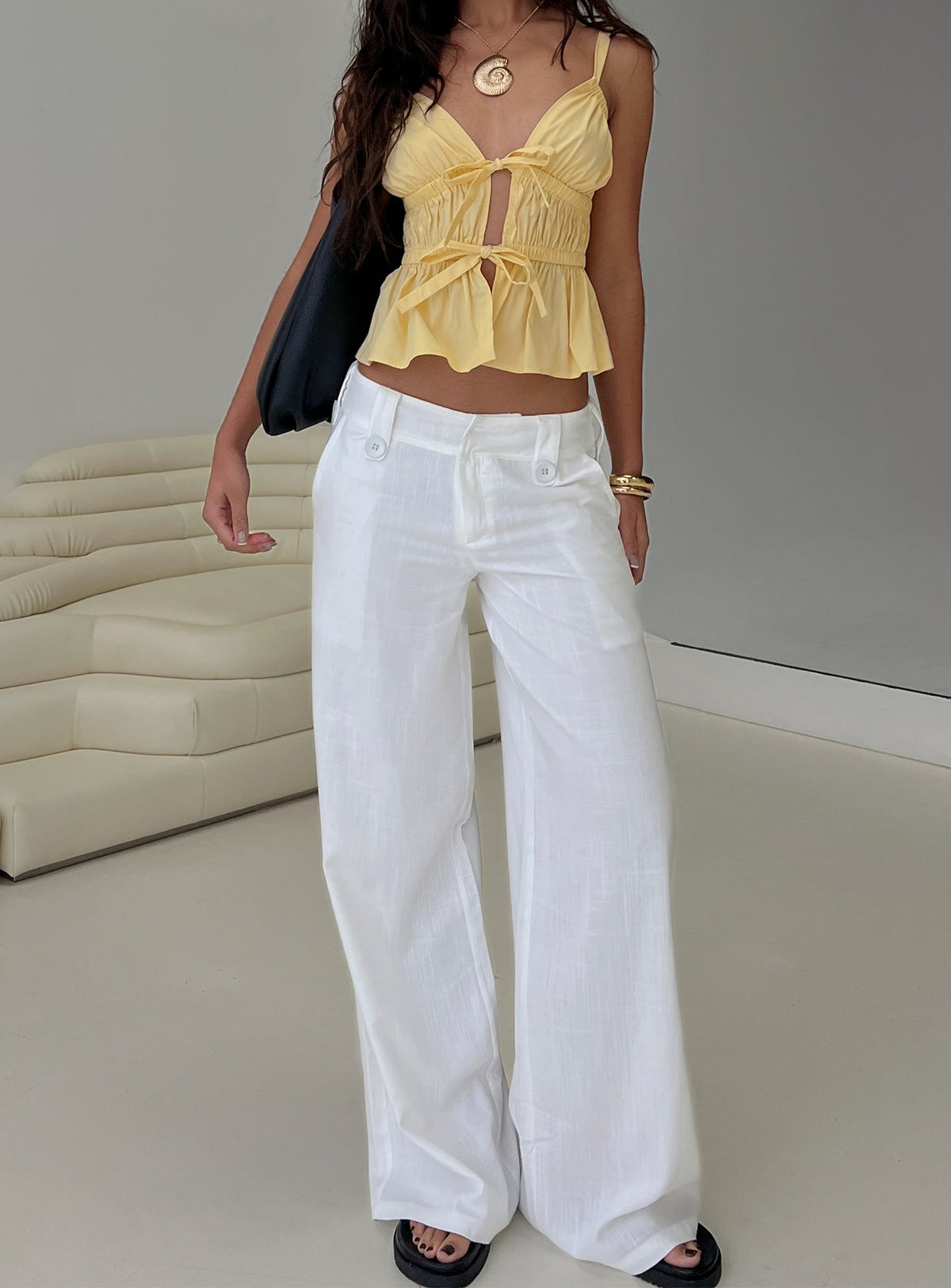 Pedra Wide Leg Pant White