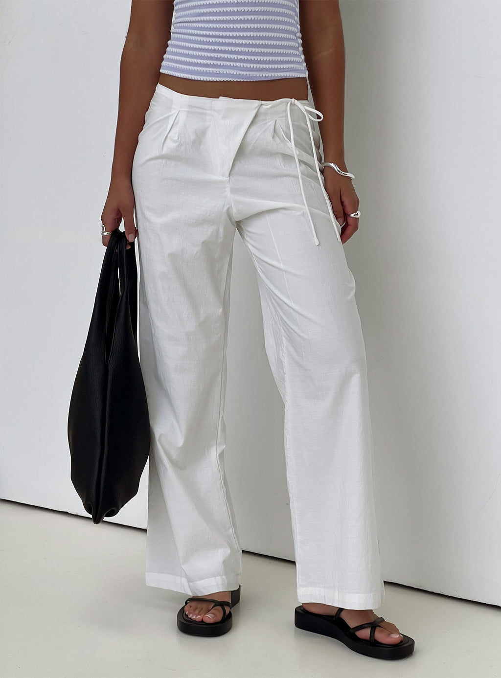 Leyah Tie Side Pants White