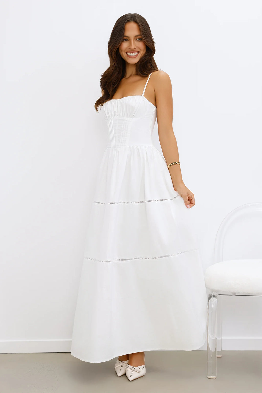 Chic At Sunset Maxi Dress White