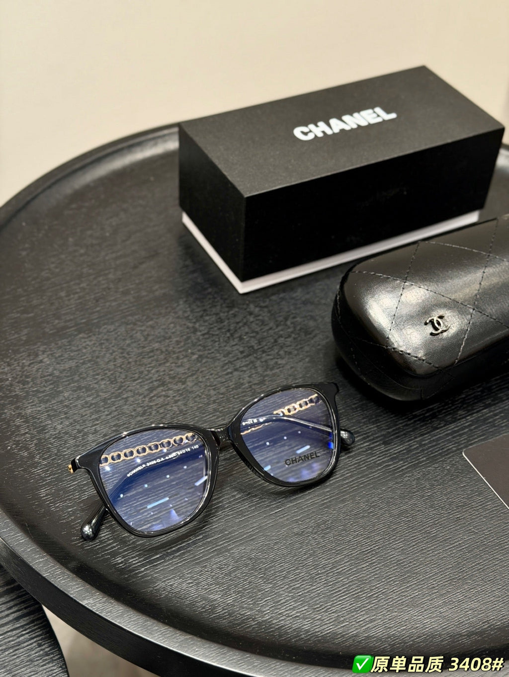 3408-Q-A Chain Detail Cat-Eye Optical Glasses
