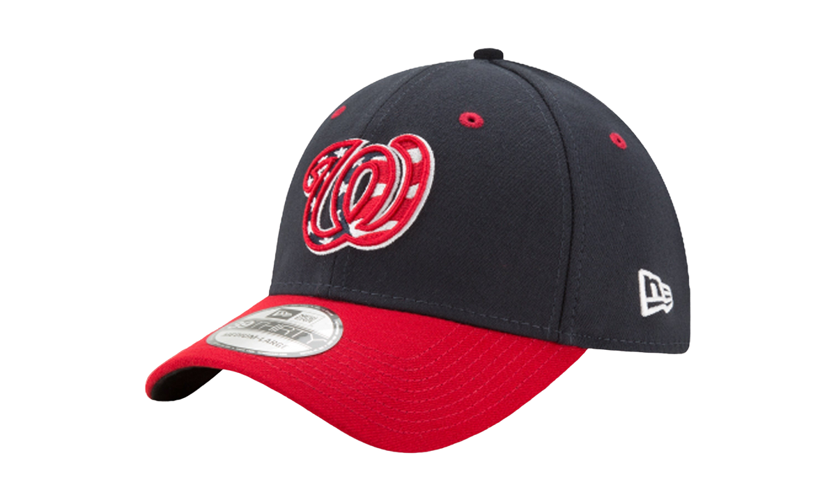 39THIRTY Washington Nationals Flex Fit Hat Black / Red - Visor NE618
