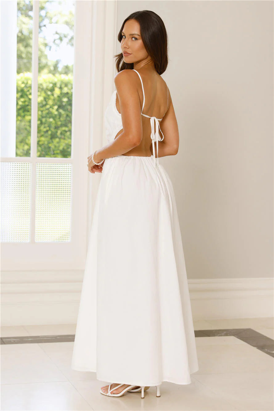Lantern Trail Maxi Dress White