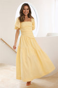 LADIESSTREETX Marigold Puff-Sleeve Tiered Midi Dress