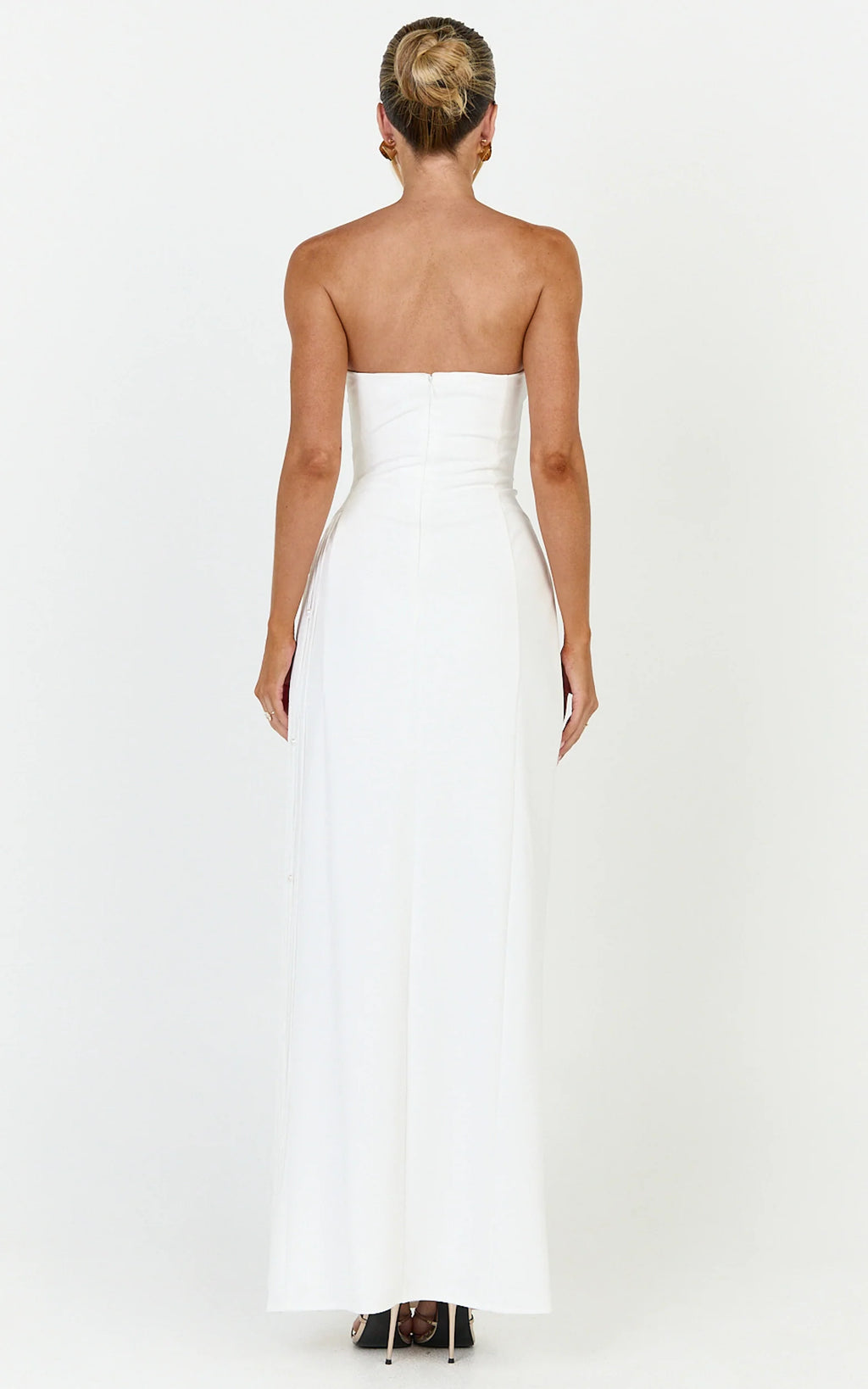 Liana Maxi Dress - Strapless Pearl Fringe Dress in White