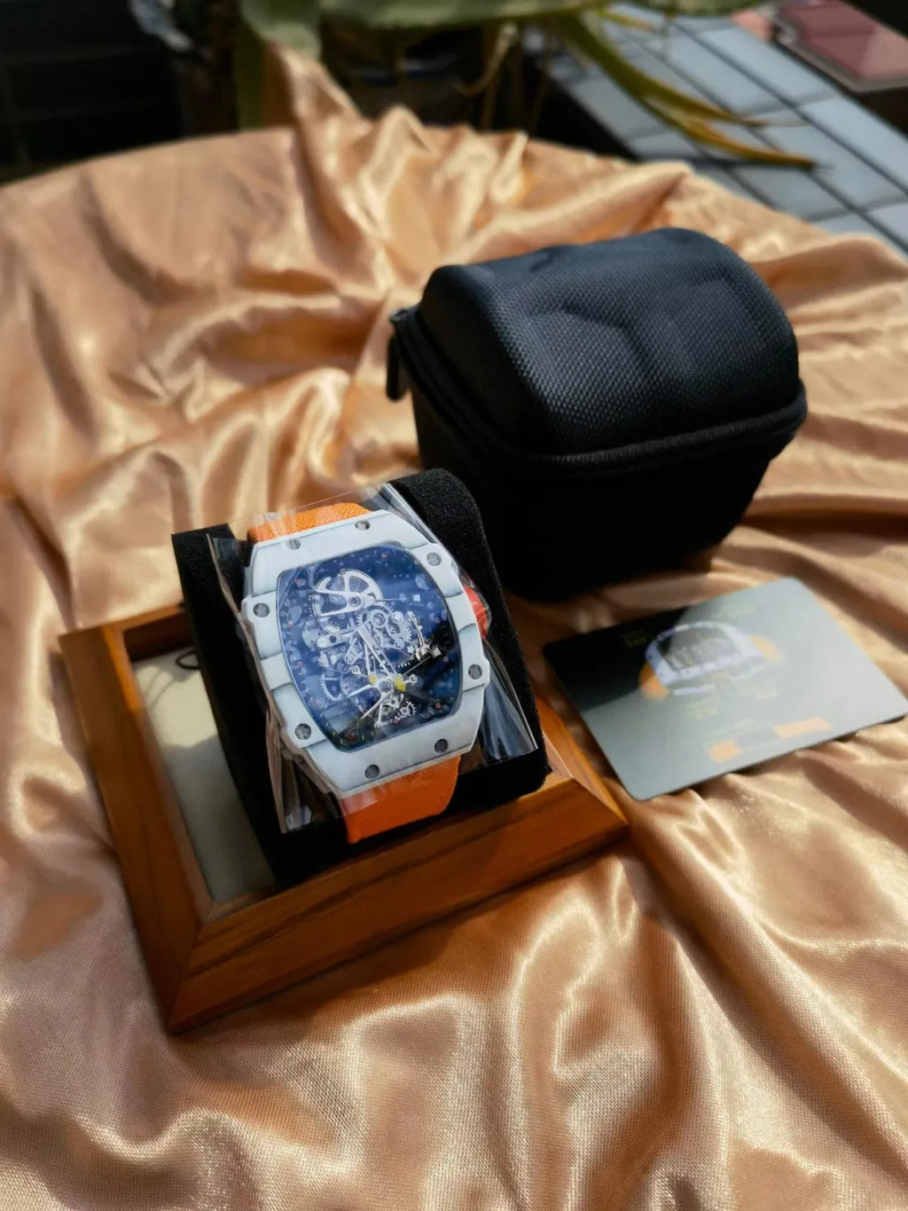 Carbon Fiber Tourbillon Wrist Watch Accessories Jewelry #82468