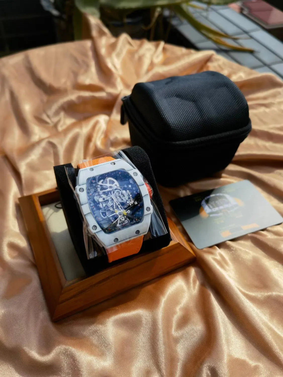 Carbon Fiber Tourbillon Wrist Watch Accessories Jewelry #82468