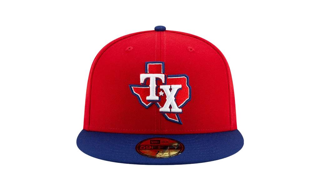 59FIFTY Texas Rangers Alt3 On-Field Authentic Fitted Hat Red / Blue - Brim NE1033