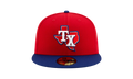 59FIFTY Texas Rangers Alt3 On-Field Authentic Fitted Hat Red / Blue - Brim NE1033