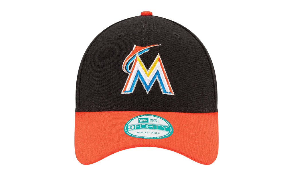 9FORTY Miami Marlins 2Tone The League Adjustable Hat Black / Burnt Orange - Brim NE557
