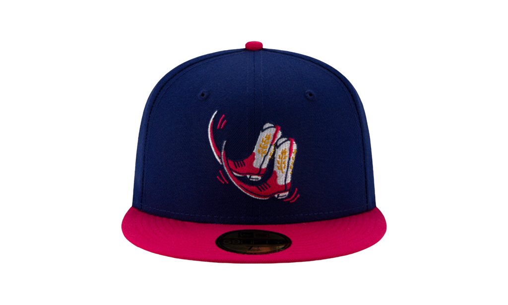 59FIFTY Amarillo Theme Night Amarillo Sod Poodles Boots Fitted Hat Blue / Hot Pink - Brim NE748