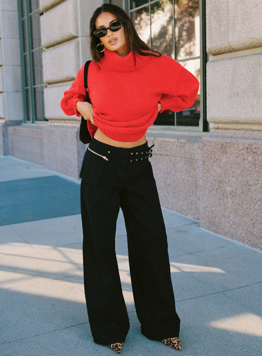 Paltrow Mid Rise Wide Leg Cargo Jeans Black