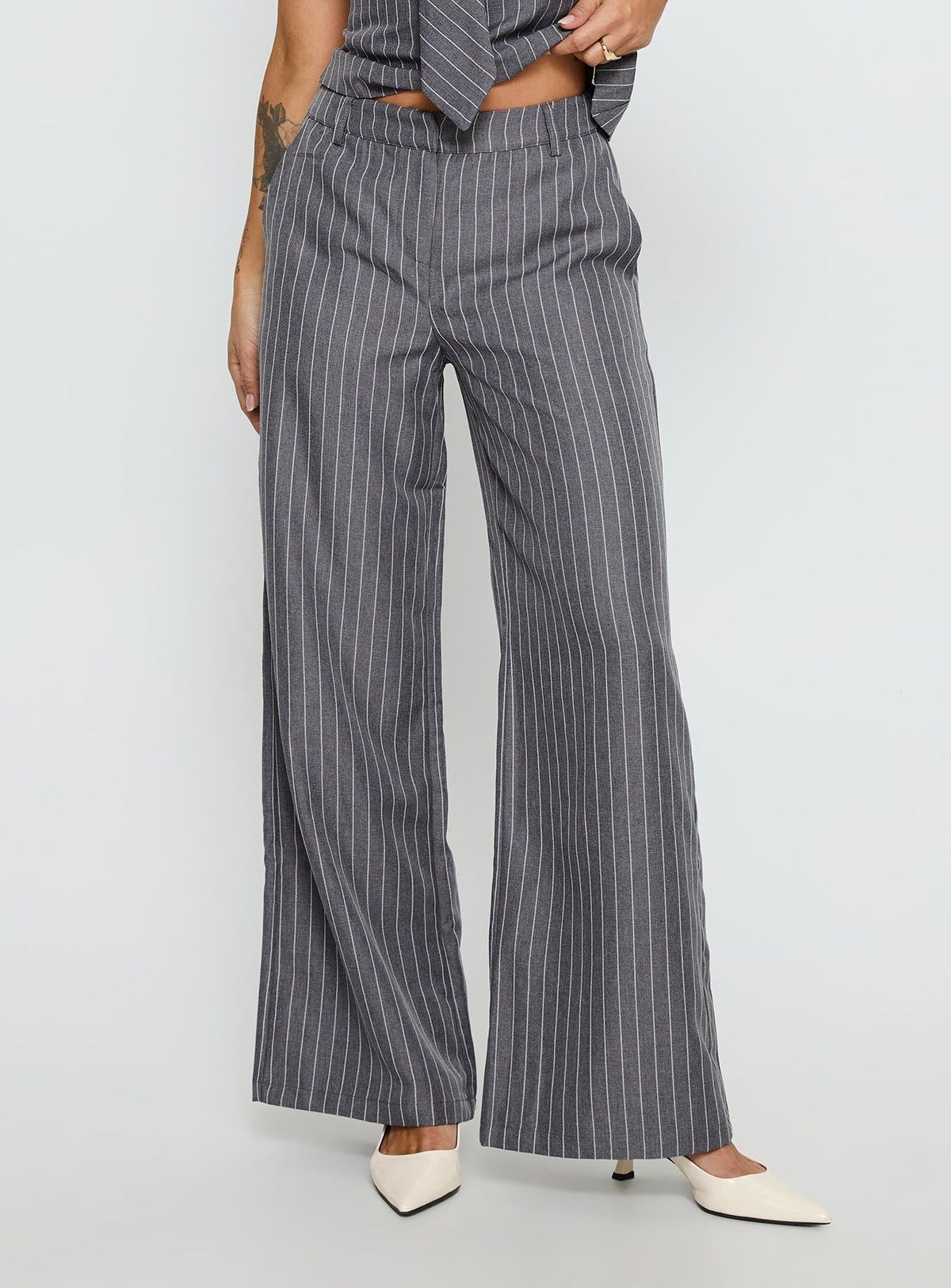Uvelia Tailored Pants Grey Pinstripe