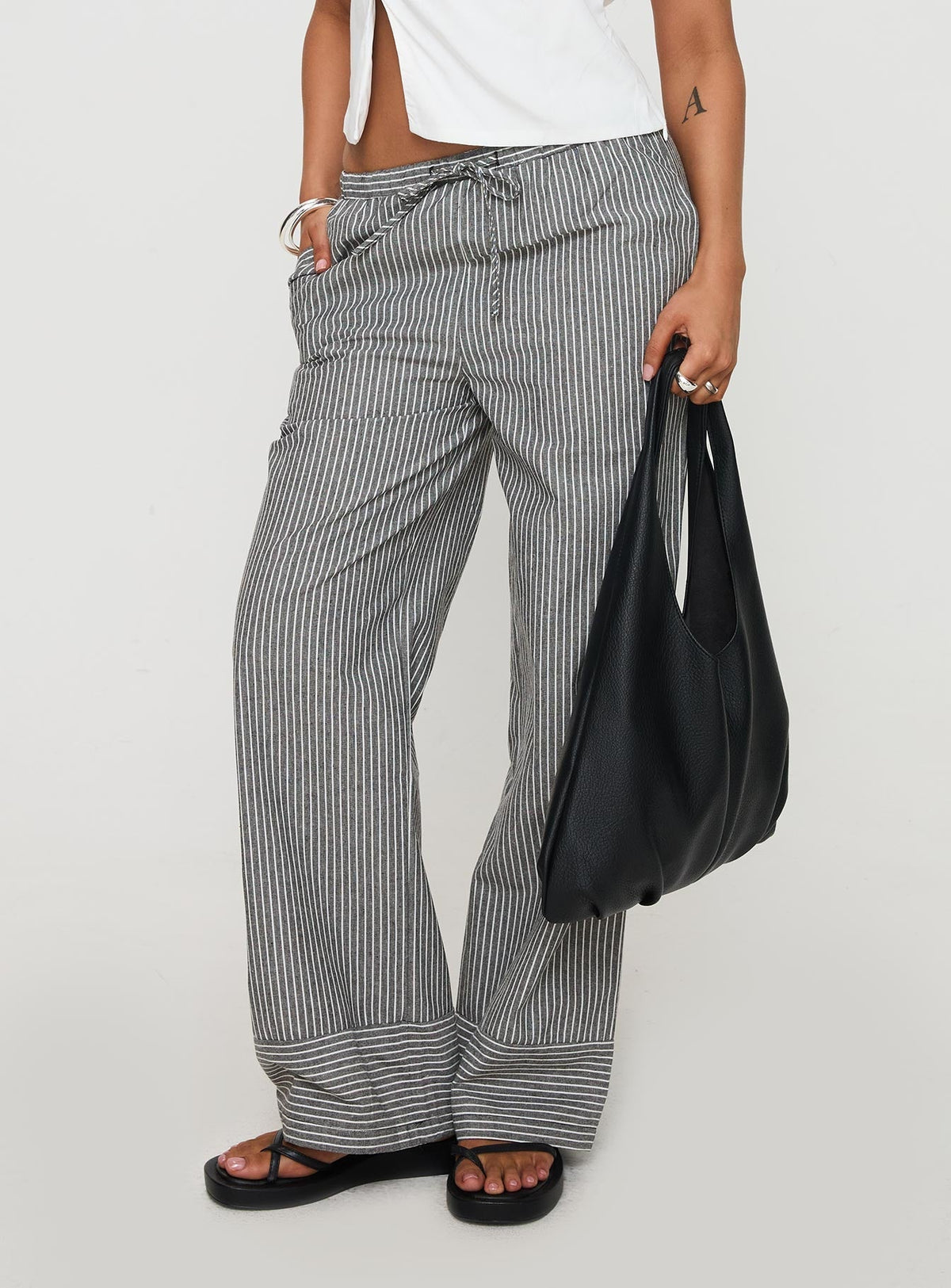 Veridian Pants Black/White Stripe