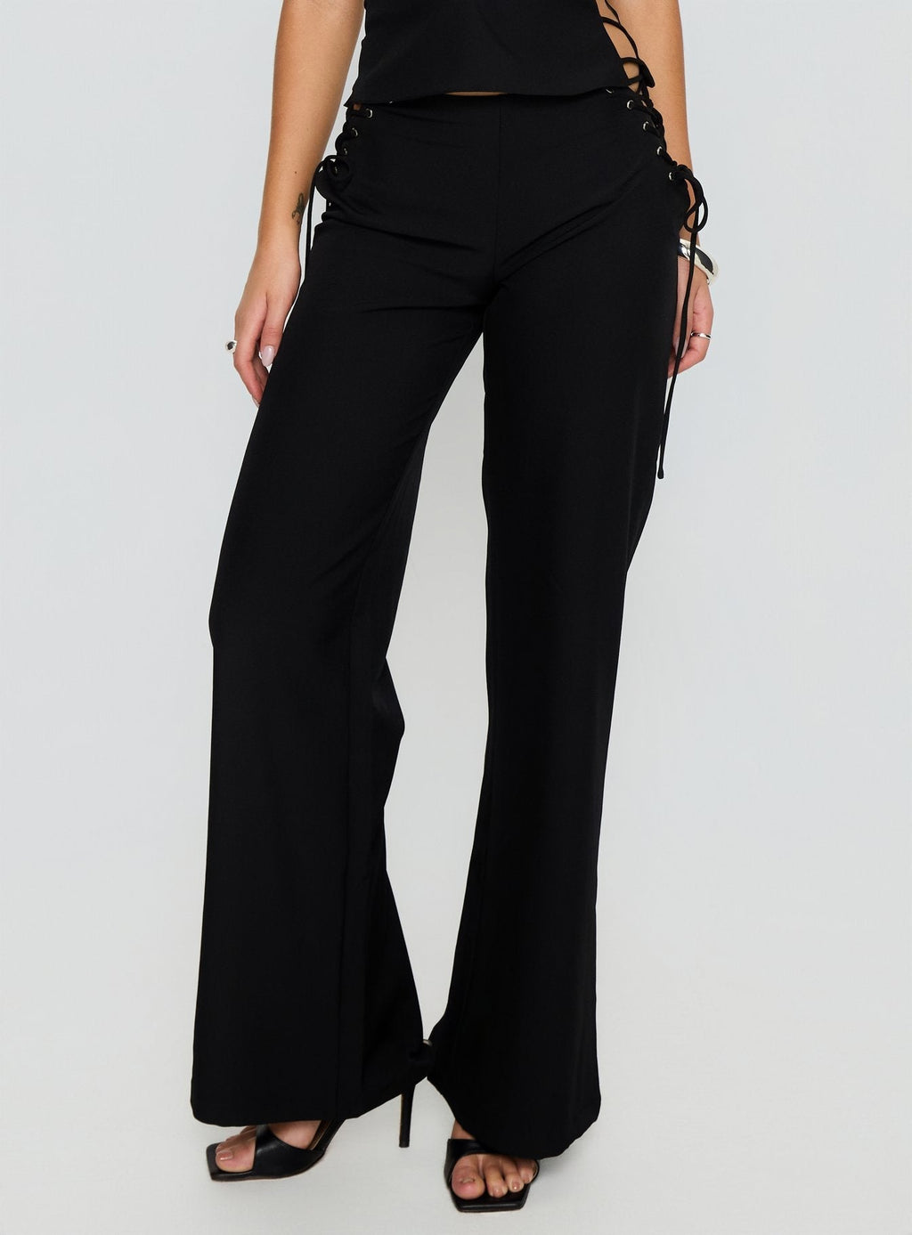 Riane Lace Up Pants Black