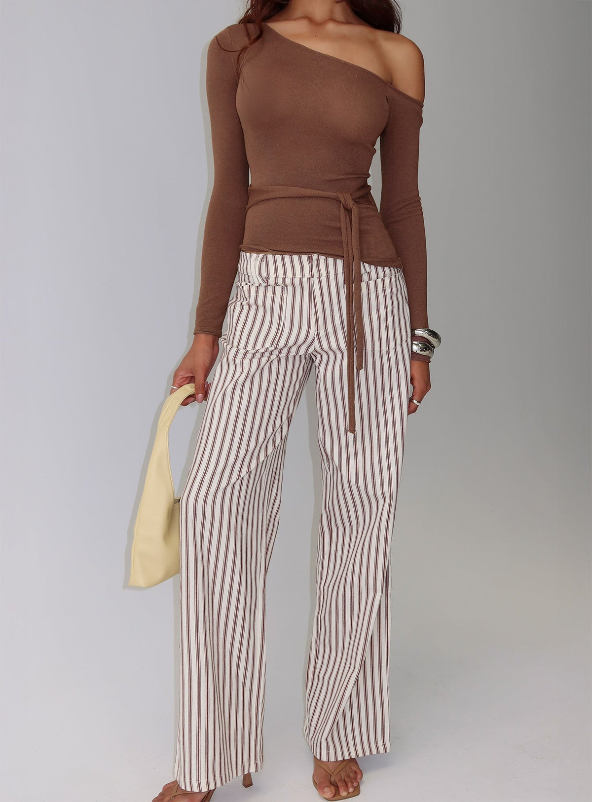 Vendi Low Rise Pant Brown Stripe