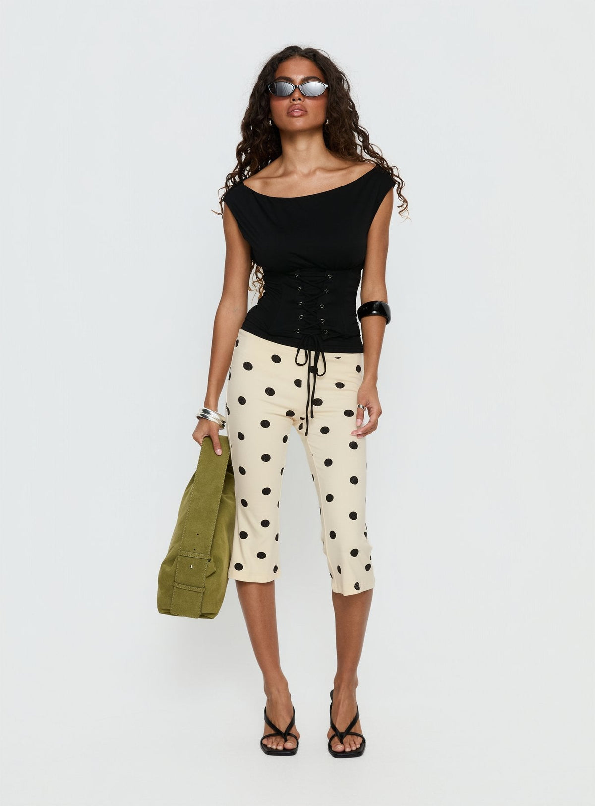 Samaira Capri Pant Cream Polka Dot