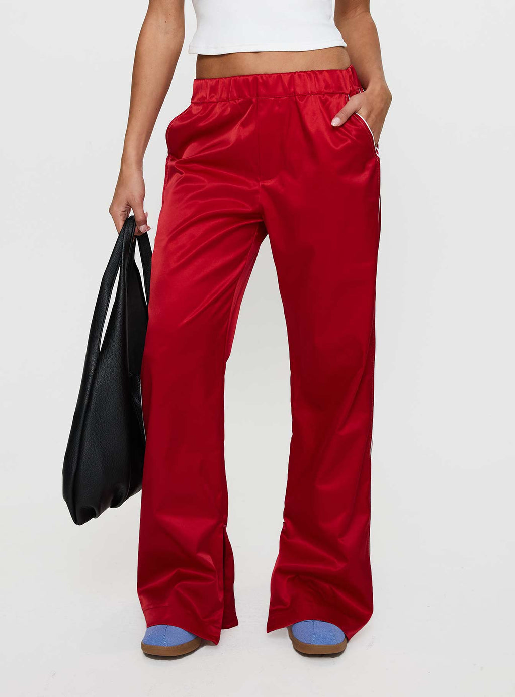 Travalta Satin Track Pant Red