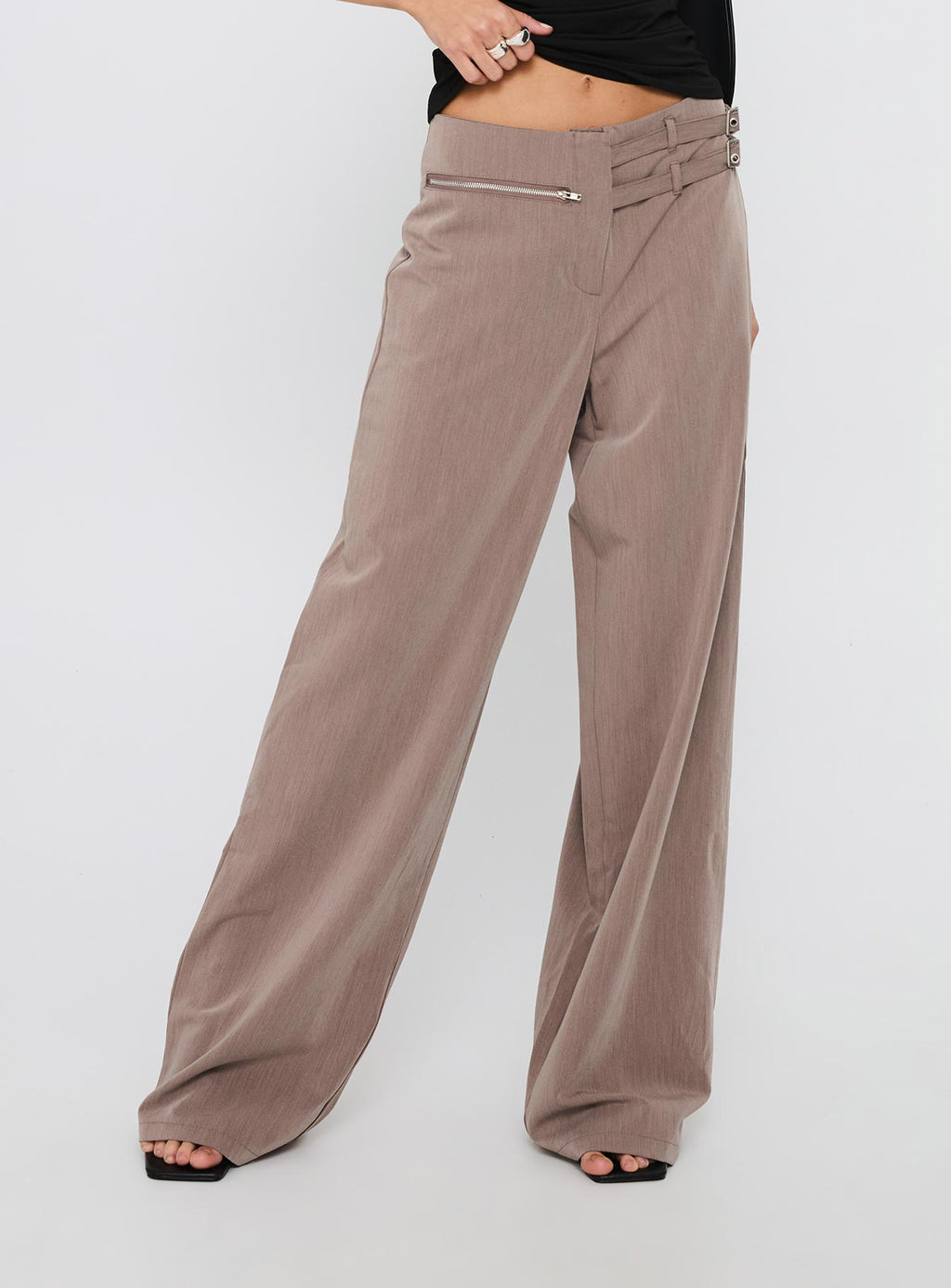 Rinah Belted Pants Brown