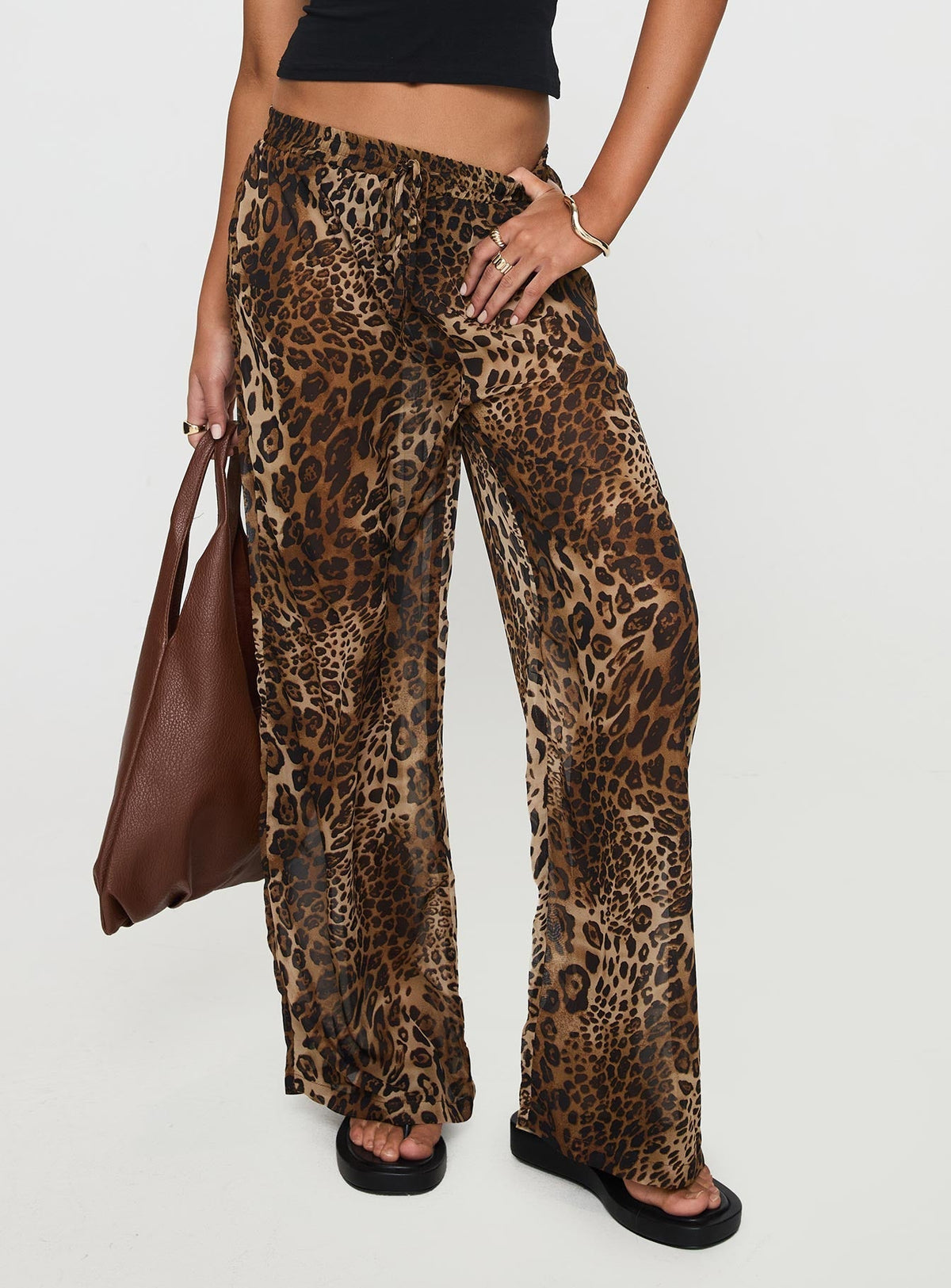 Fyre Wide Leg Pant Leopard Petite