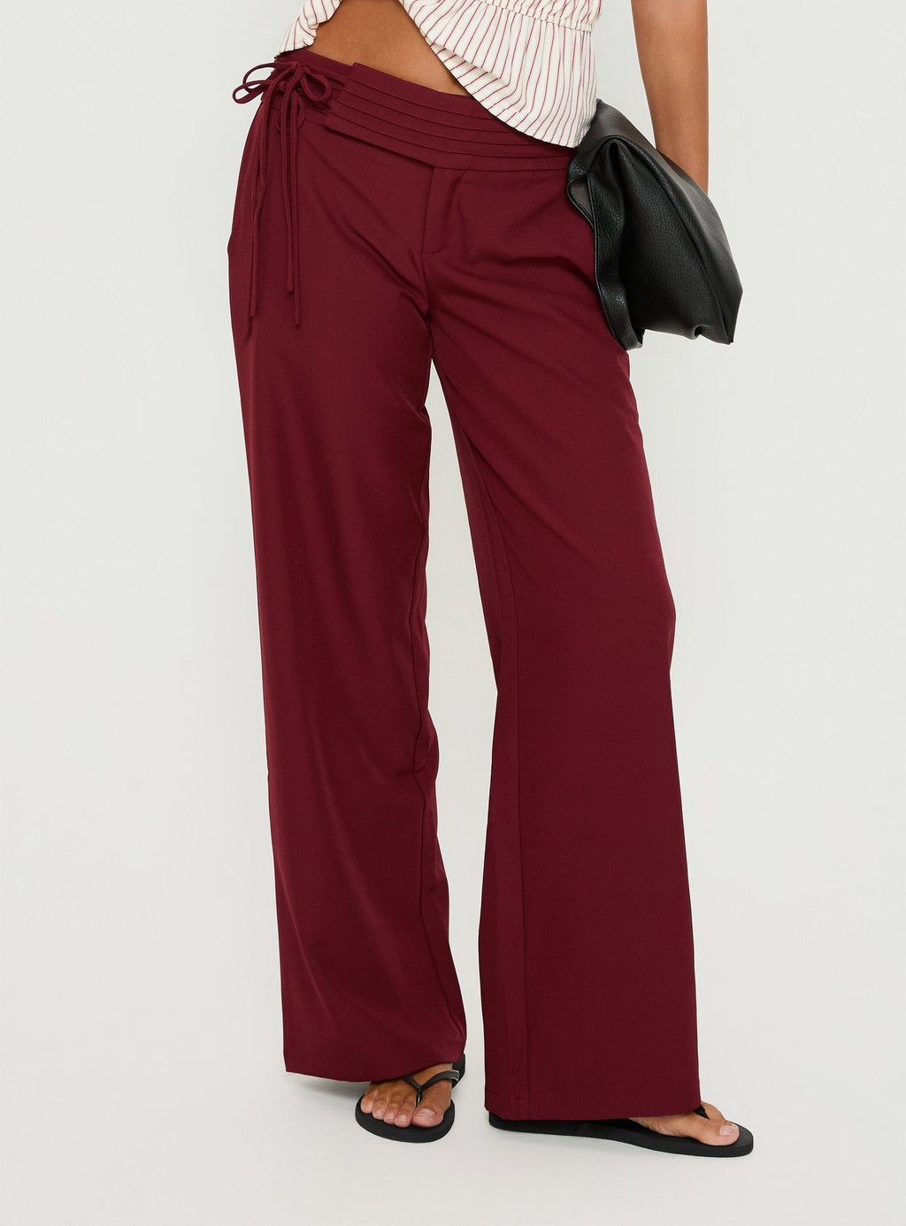 Good Riddance Pleat Tie Slouch Pants Burgundy