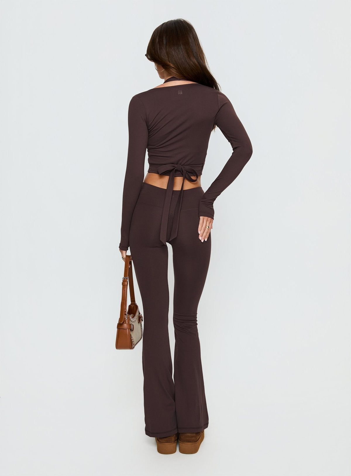 Energize Active Invisible Scrunch Flare Leggings Brown