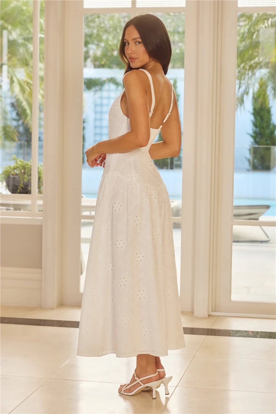 Jasmine Jewel Embroidered Maxi Dress White