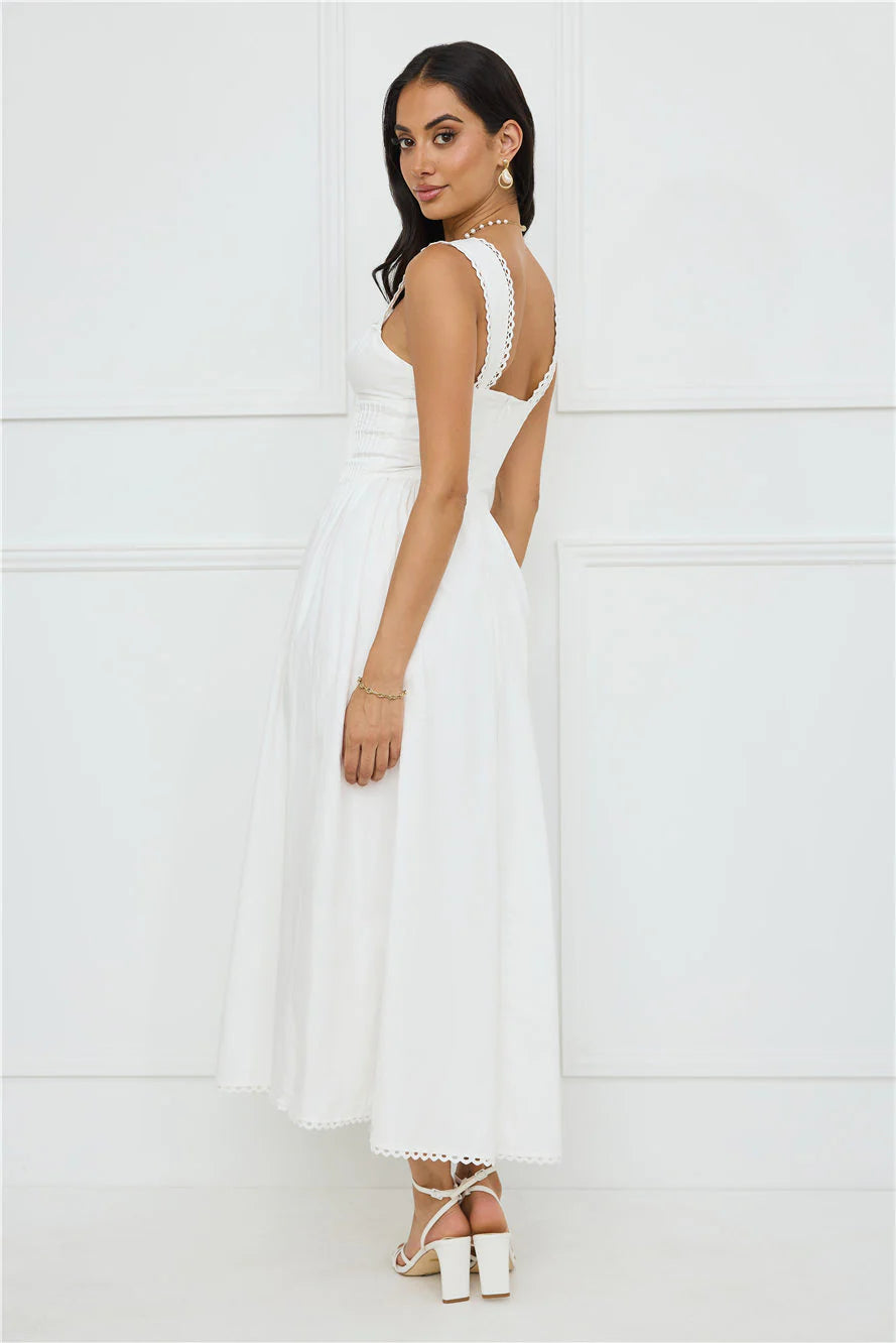 Luxe Serene Midi Dress White