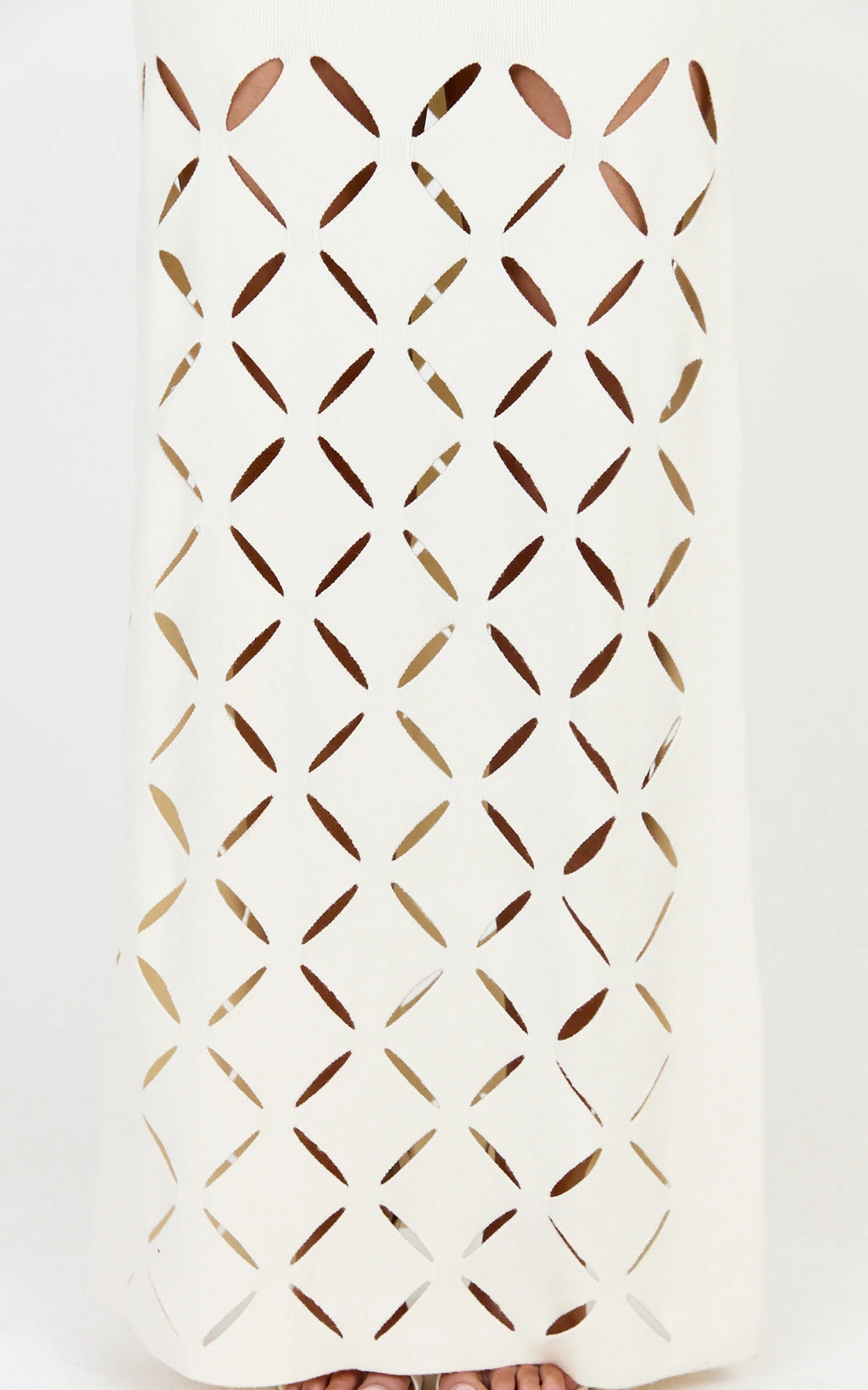 Sabrina Maxi Dress - Scoop Neck Laser Cut Dress in Cream