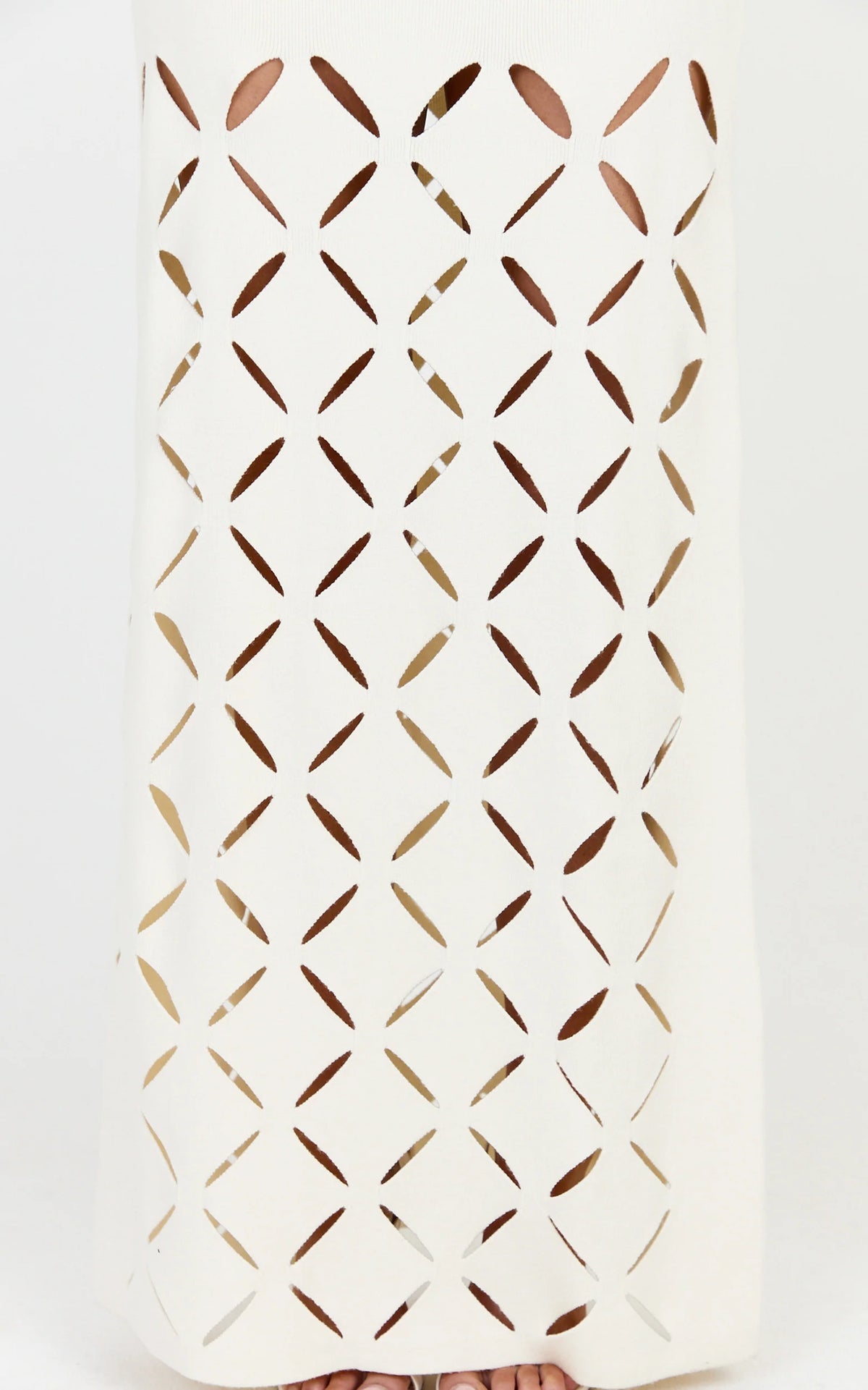 Sabrina Maxi Dress - Scoop Neck Laser Cut Dress in Cream