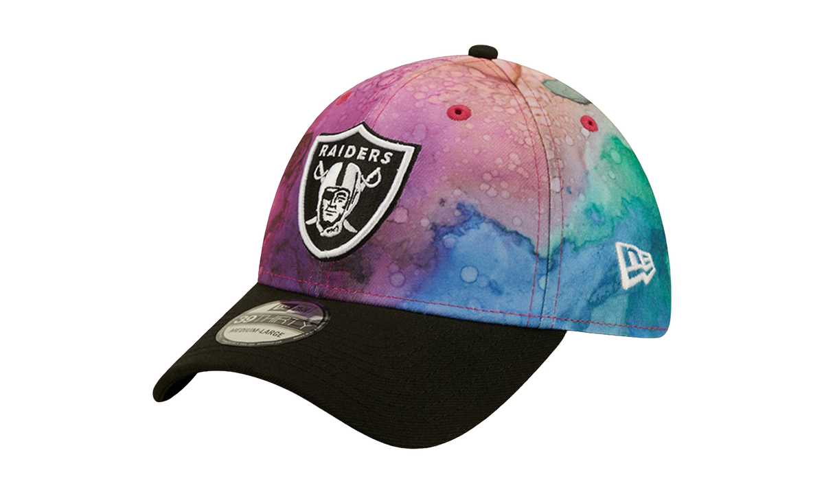 39THIRTY Las Vegas Raiders Crucial Catch Flex Fit Hat Multicolor Watercolor Design Crown / Black Visor NE841
