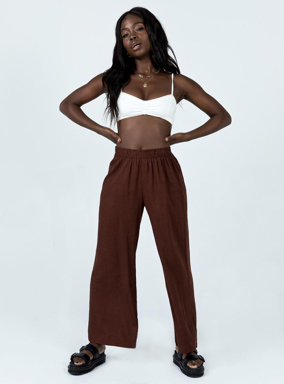 Louis Linen Blend Pants Brown