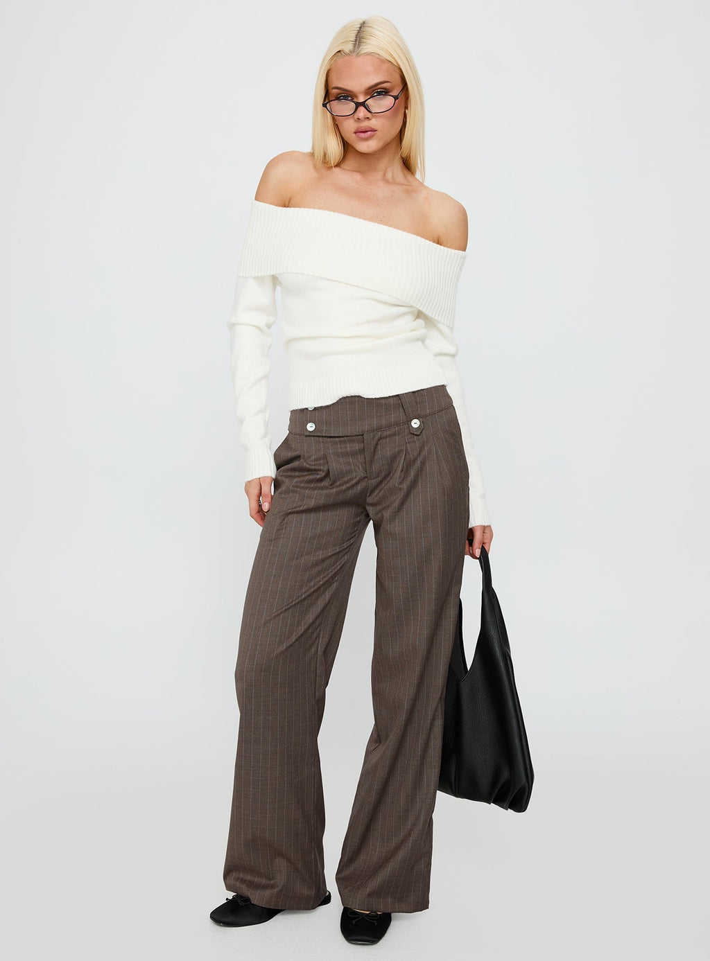 Briellea Thick Waistband Pant Pinstripe