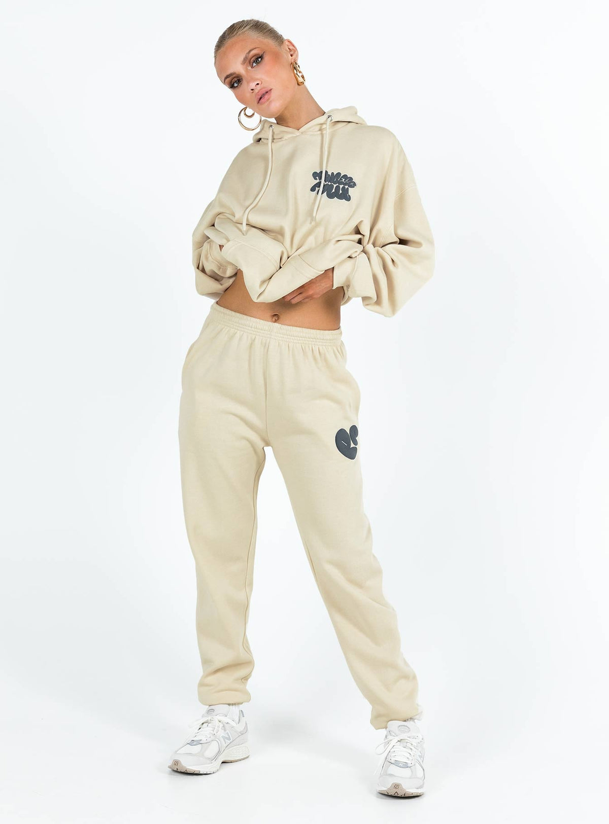 Princess Polly Track Pants Bubble Text Stone / Slate