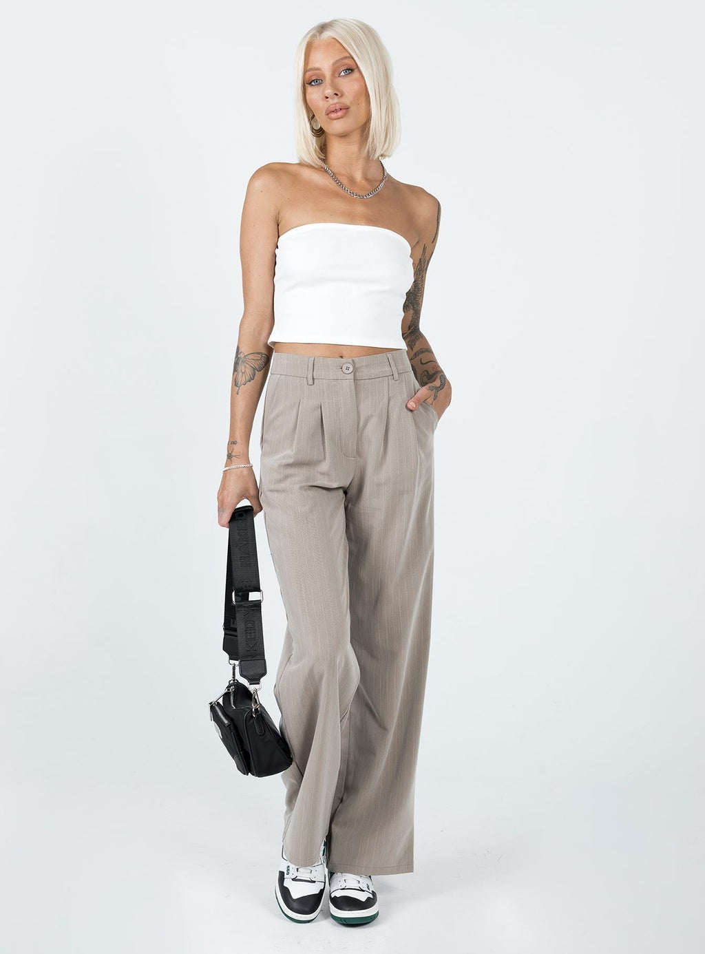 Archer Pants Pinstripe Beige