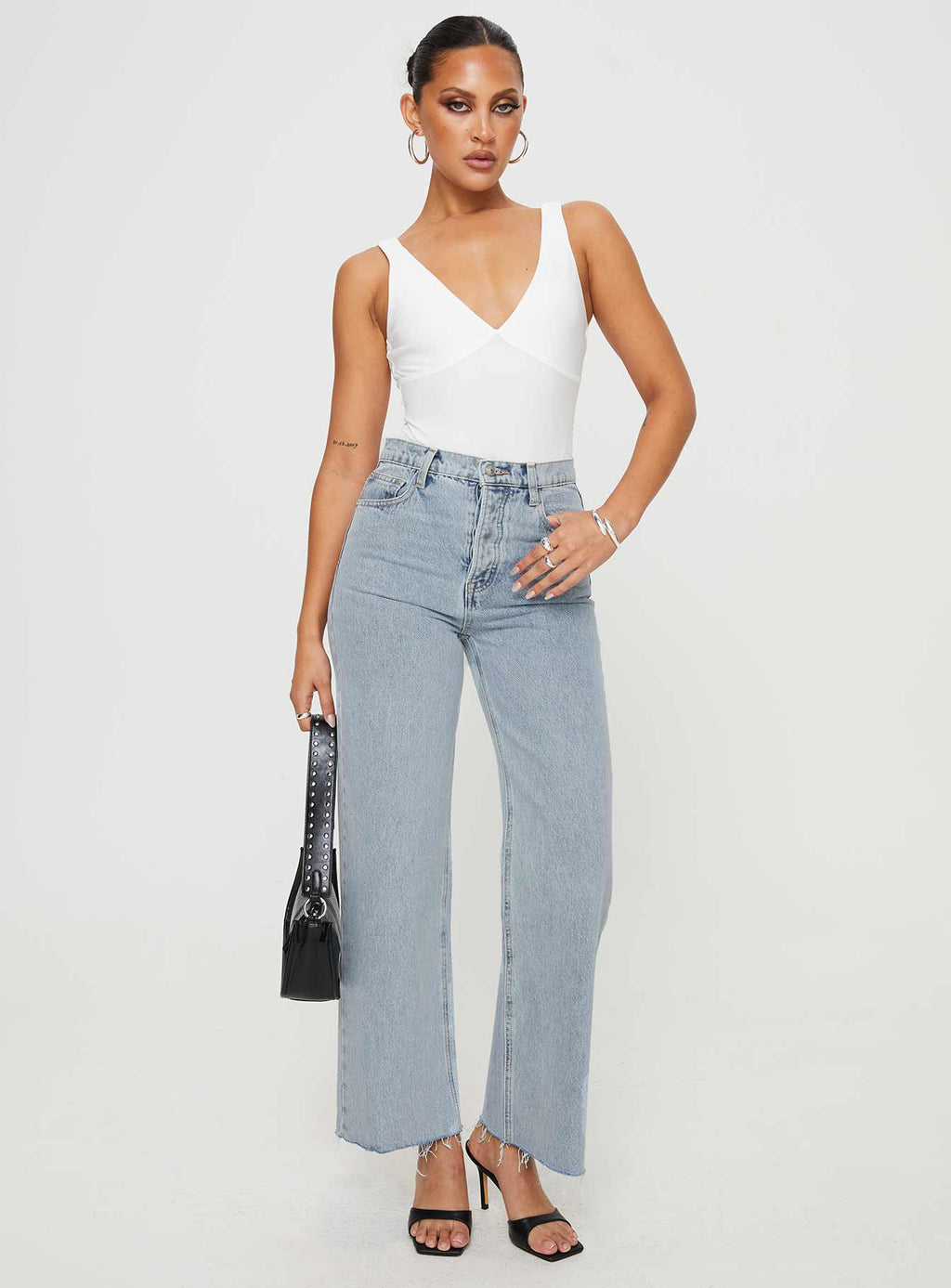 Fawcett High Rise Straight Leg Jeans Light Blue Wash Denim Tall