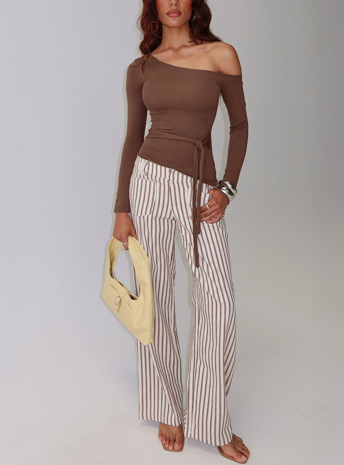 Vendi Low Rise Pant Brown Stripe