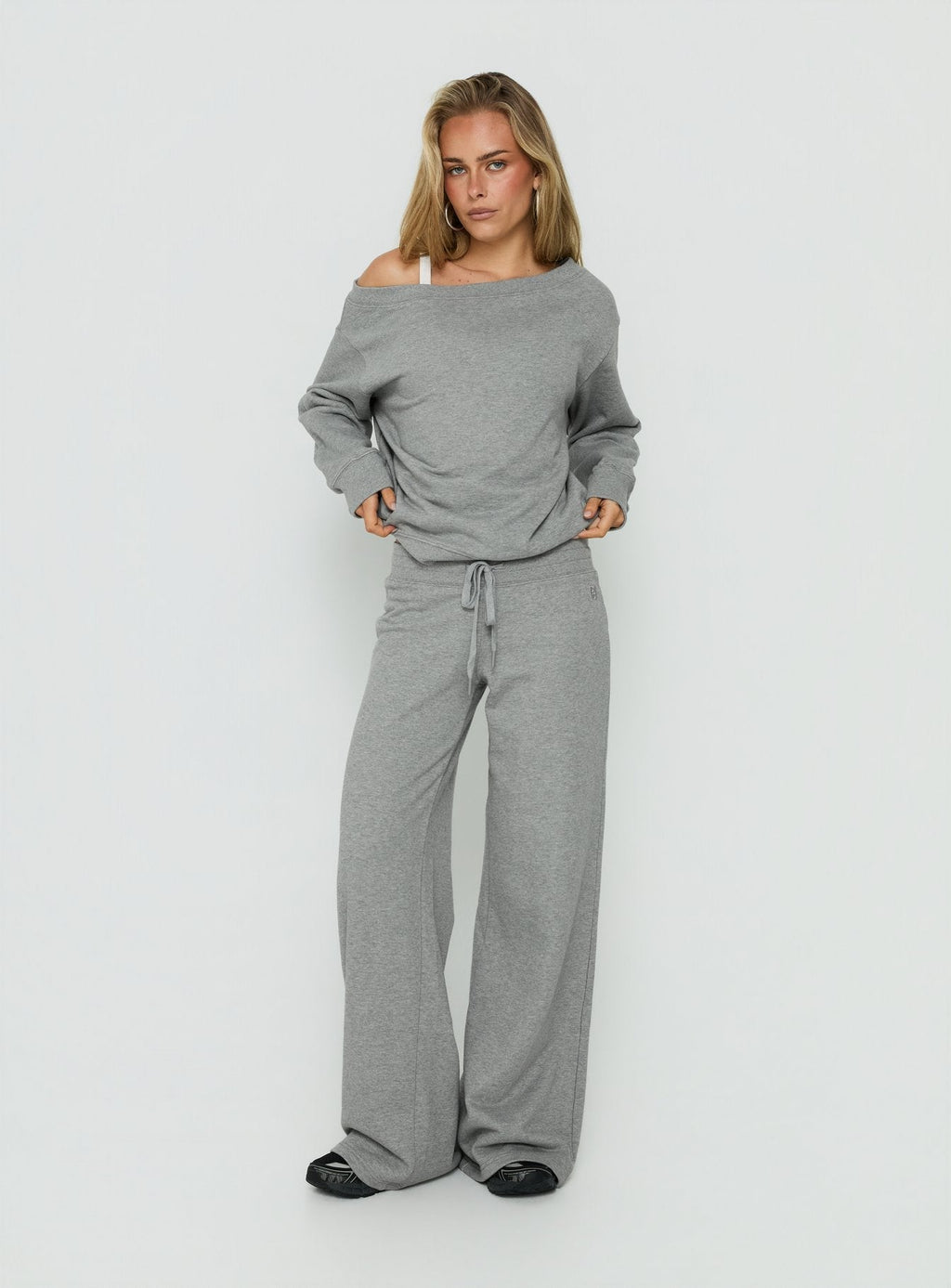 Dodie Wide Leg Pants Dark Grey Marle