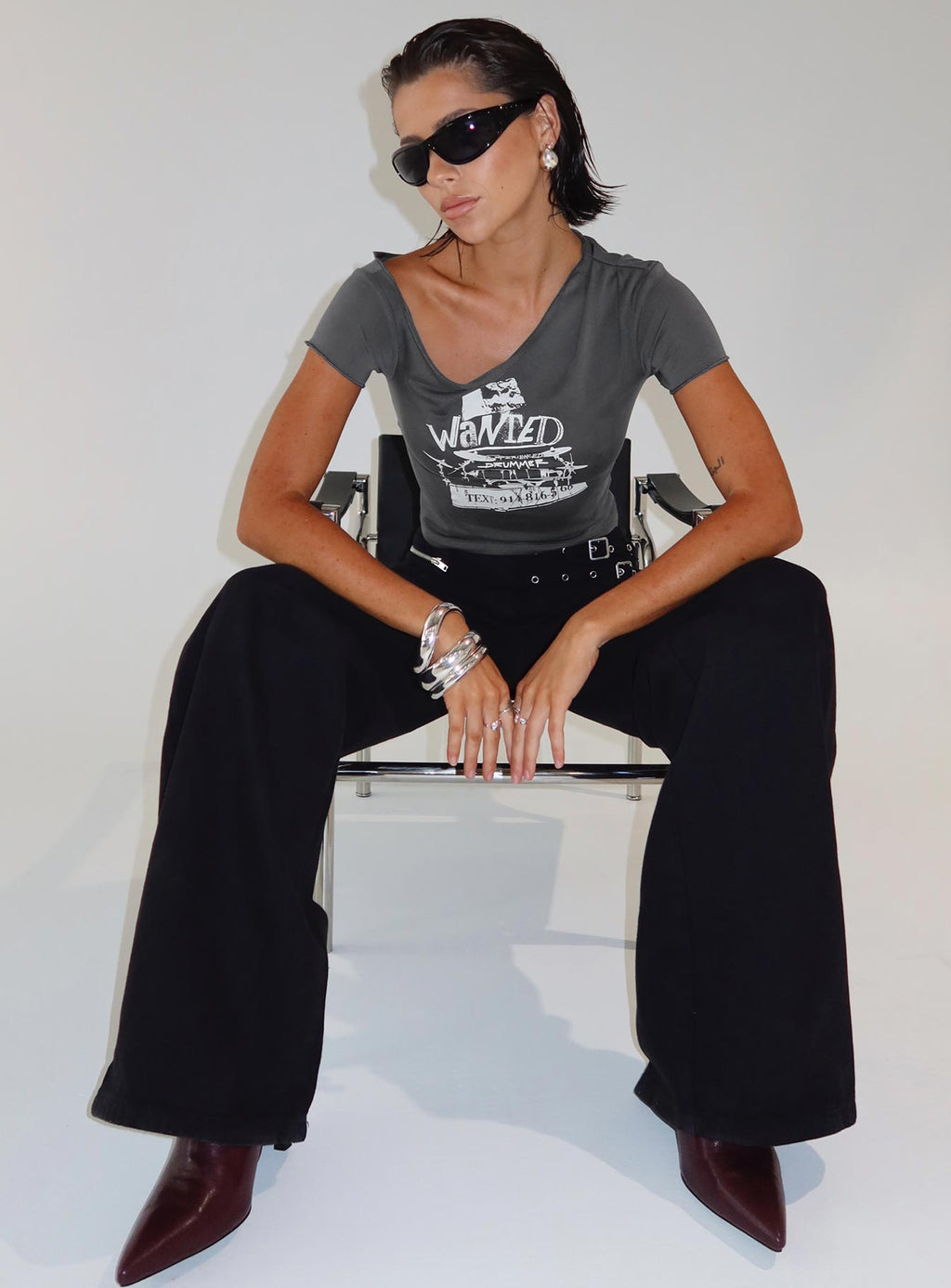 Paltrow Mid Rise Wide Leg Cargo Jeans Black