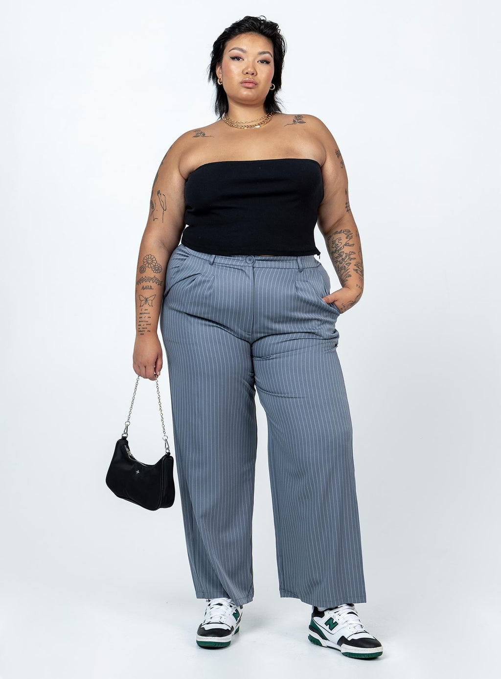 Archer Pants Pinstripe Grey Curve