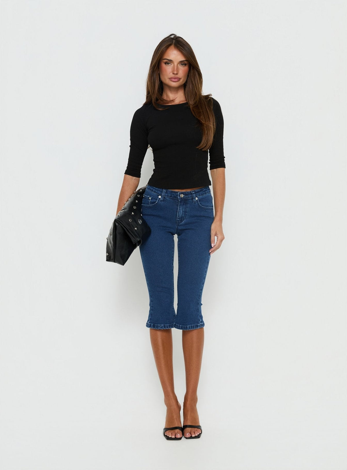 Kissimo Kick Flare Capri Pants Indigo Blue
