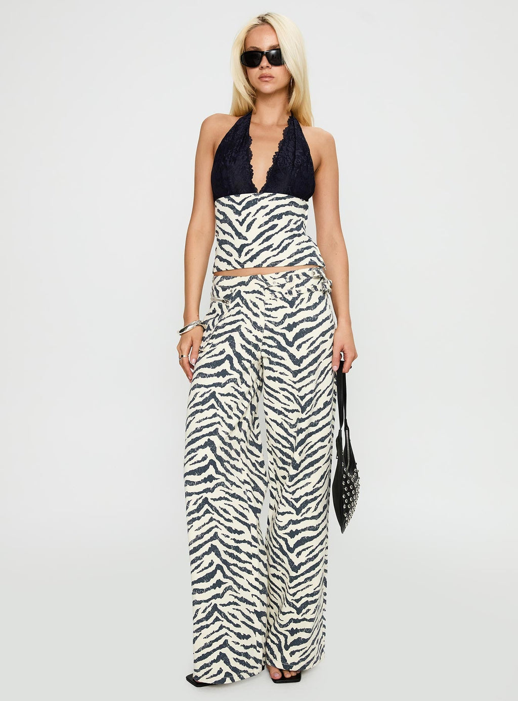 Paltrow Mid Rise Wide Leg Cargo Jeans Zebra