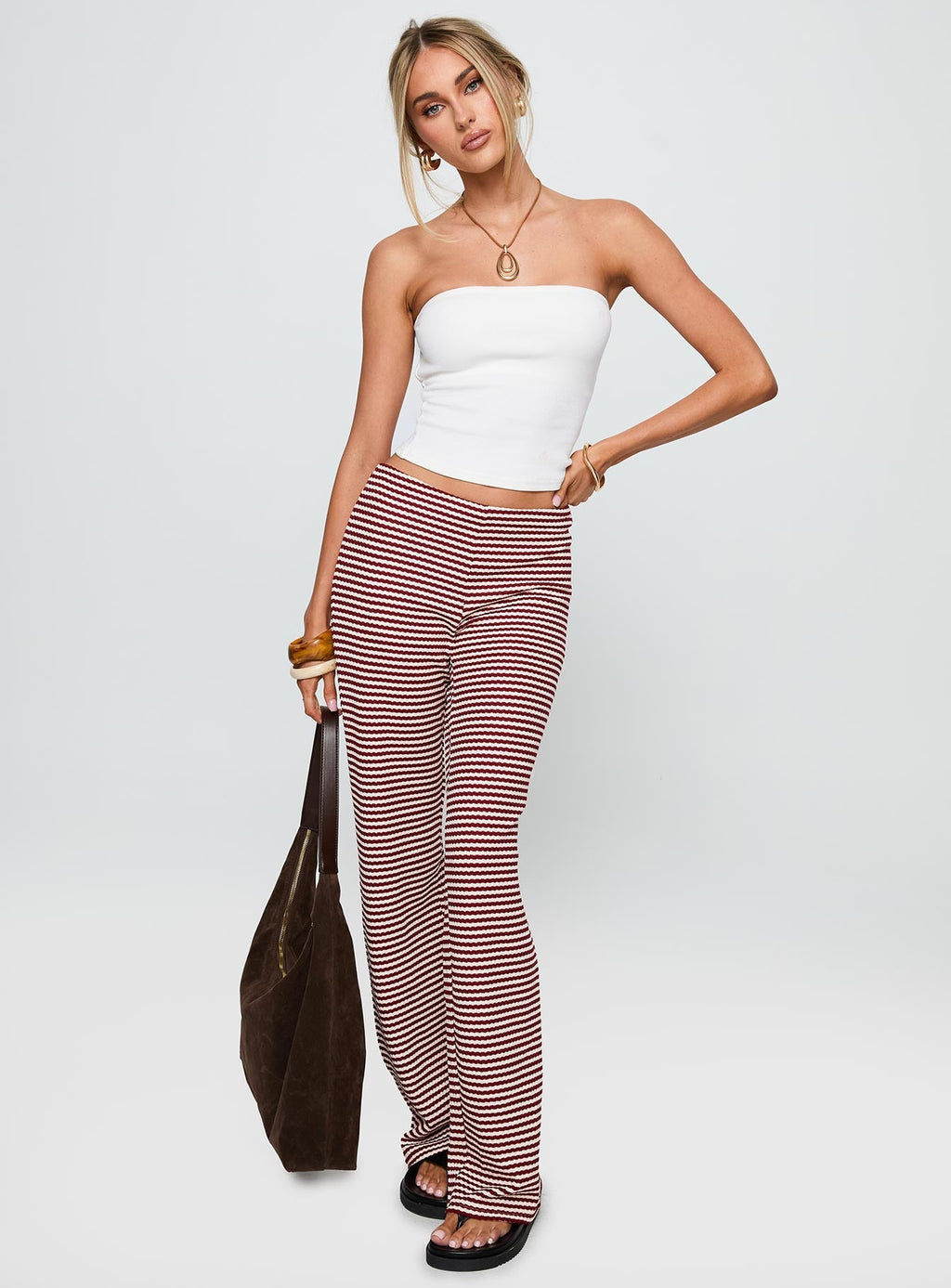 Next To Me Lounge Pant Red / White Stripe