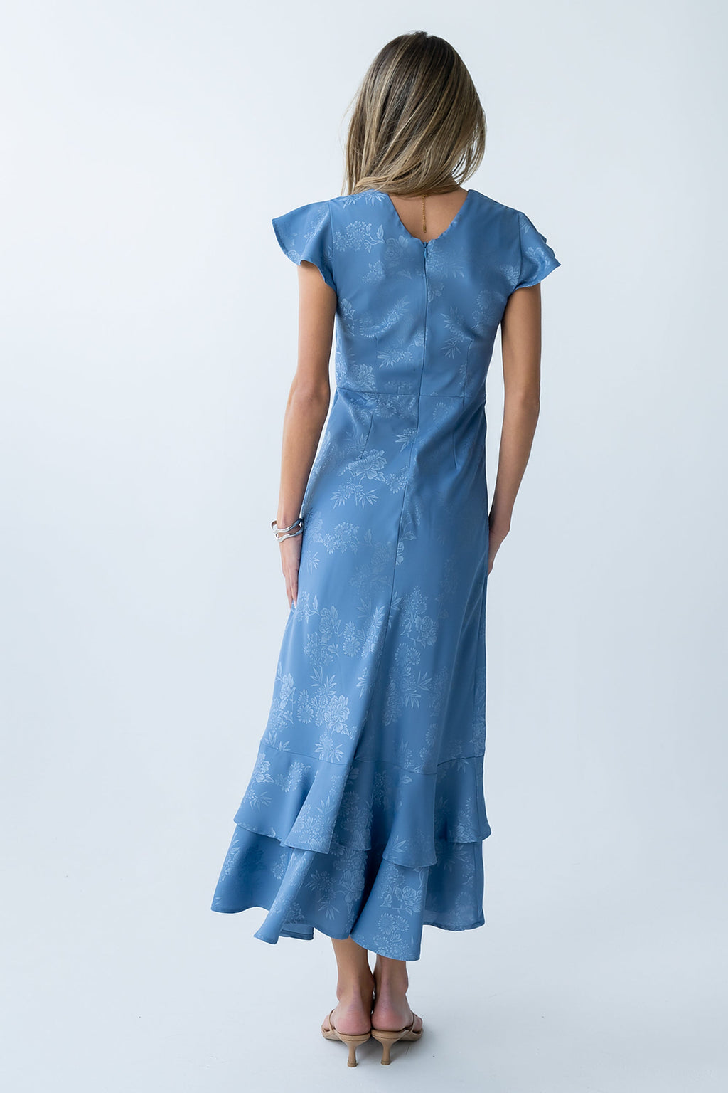 LADIESSTREETX Azure Garden Floral Maxi Dress