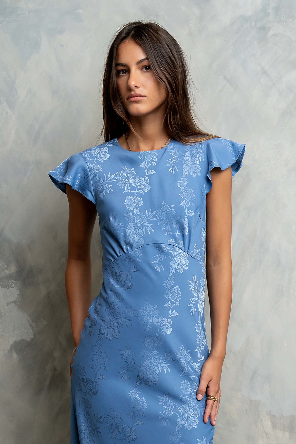 LADIESSTREETX Azure Garden Floral Maxi Dress