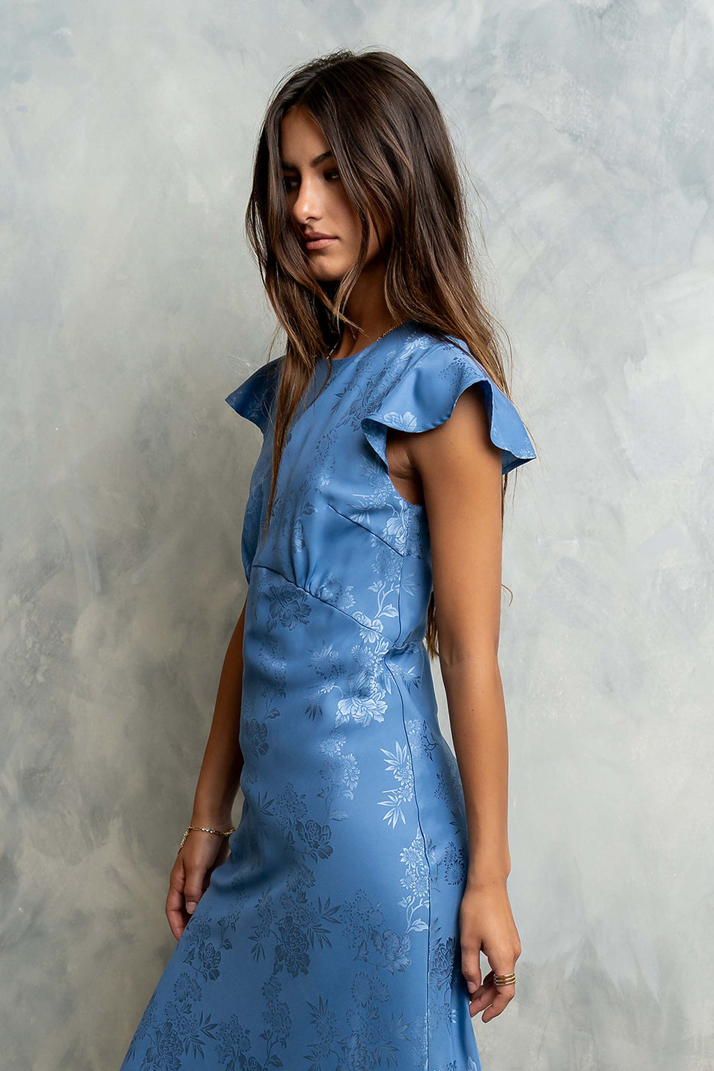 LADIESSTREETX Azure Garden Floral Maxi Dress