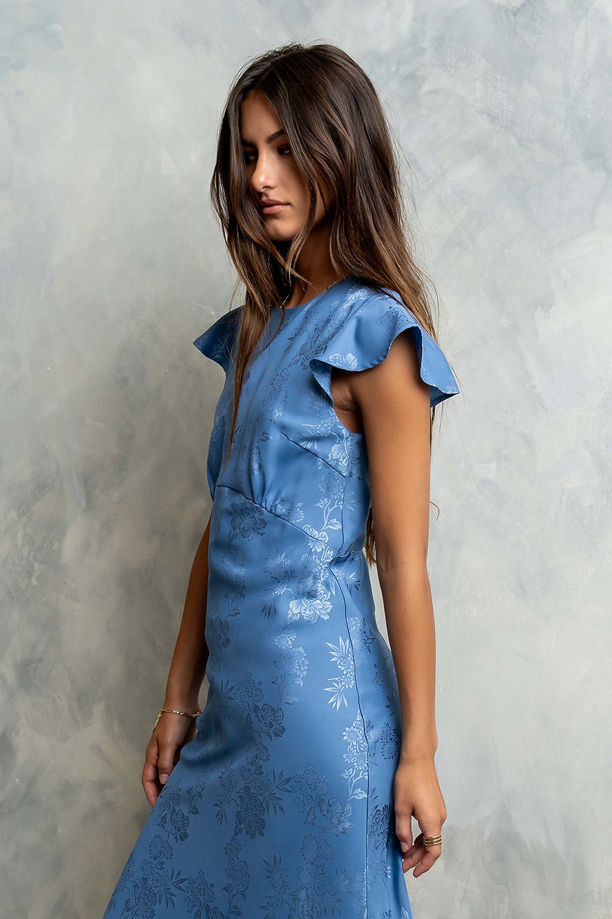 LADIESSTREETX Azure Garden Floral Maxi Dress